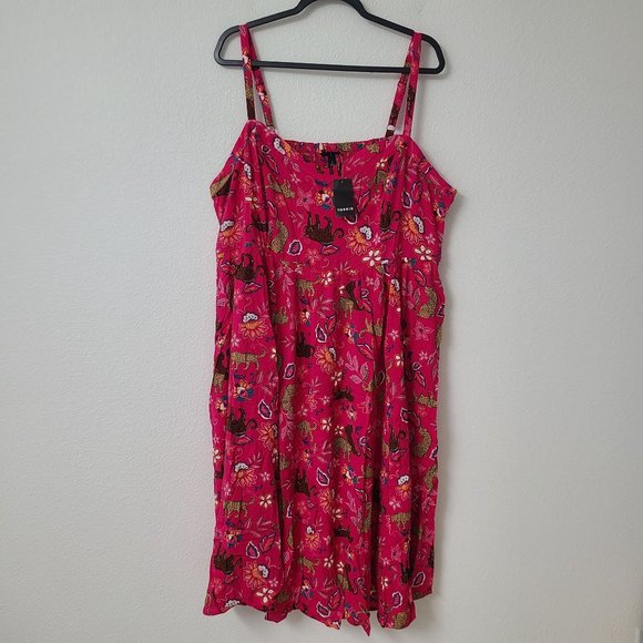 Torrid Rayon Slub Leopard Midi Tank Dress Plus Size 4X Pink - Picture 1 of 8